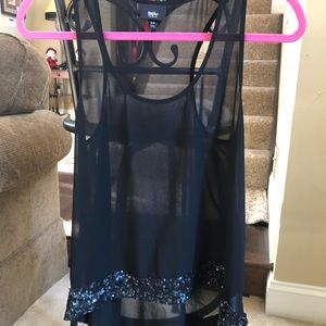 Mossimo black sheer high-low tank